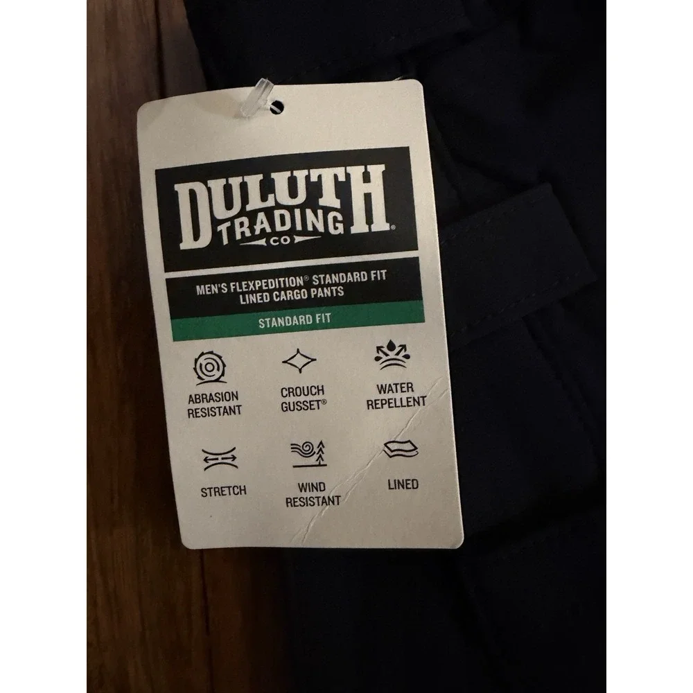 NEW Duluth Trading Co Men's Black Flexpedition Standard Pants Lined Cargo 42x30